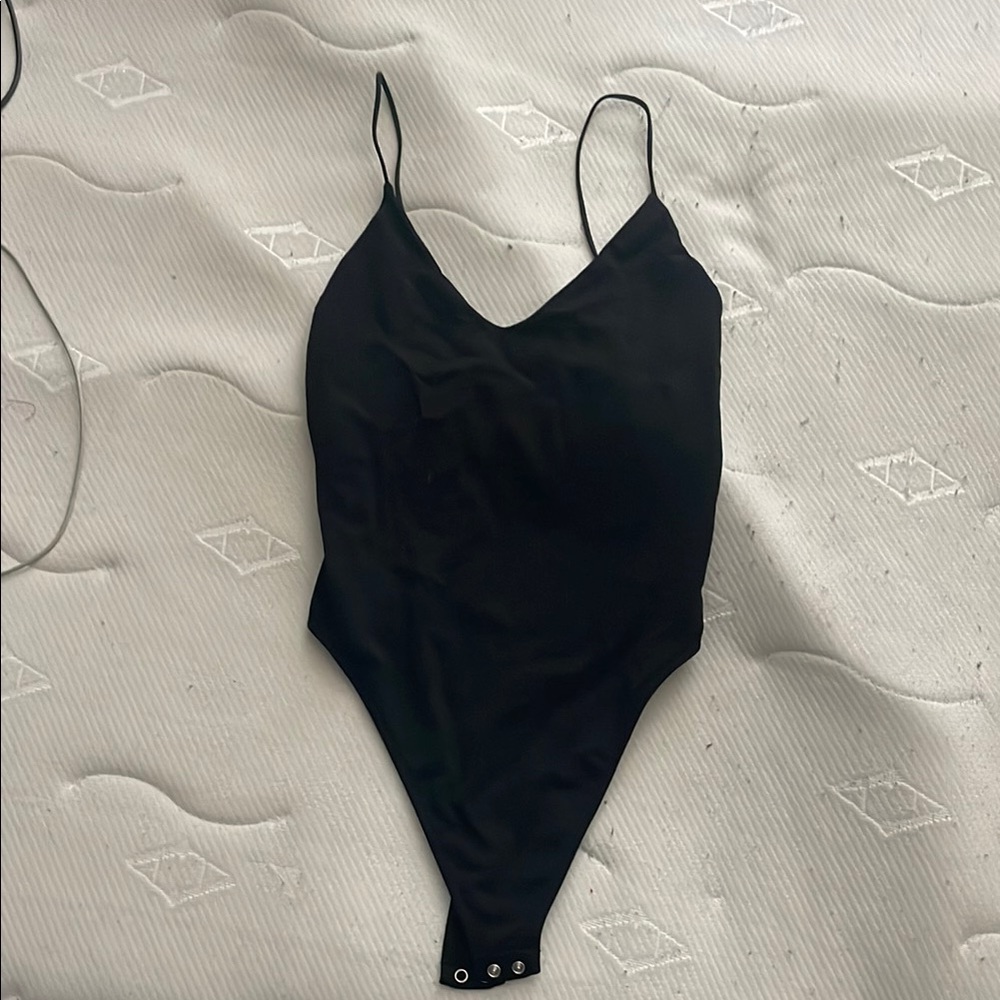 Black Spaghetti Strap Bodysuit